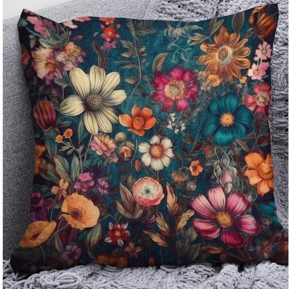 Vintage Look Floral Print Pillow Cover 2 set - Picture 2 of 5
